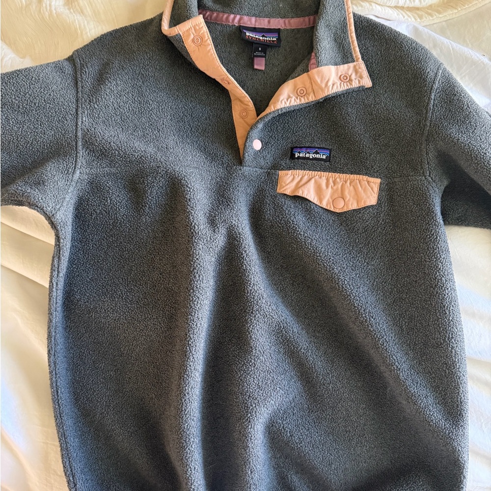 Patagonia Gray + Tan Fleece Pullover